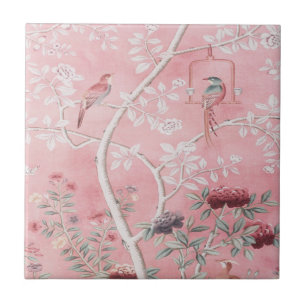Azulejo De Cerâmica Chinoiserie Rosa