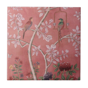 Azulejo De Cerâmica Chinoiserie Rosa
