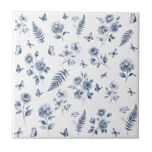 Azulejo De Cerâmica Chinoseirie padrão azul Toile de jouy francês