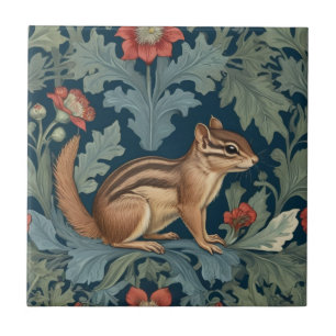 Azulejo De Cerâmica Chipmunk William Morris estilo Direito face folhet