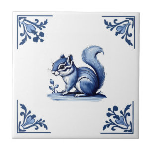 Azulejo De Cerâmica Chipunk Delft Blue Corners Woodland