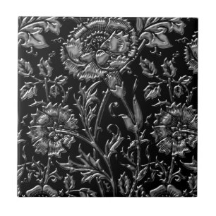 Azulejo De Cerâmica Chique floral de prata