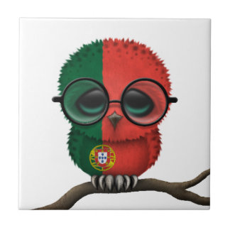 Azulejo De Cerâmica Chique português Nerdy customizável da coruja do