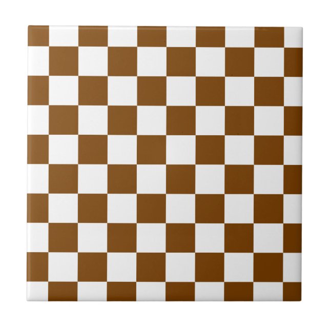 Azulejo De Cerâmica Chocolate Brown Checks (Frente)
