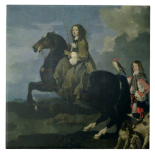Azulejo De Cerâmica Christina da suecia (1626-89) a cavalo, 1653 (