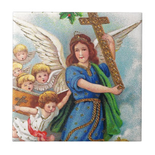 Azulejo De Cerâmica Christmas_angel_with_cross_1914.jpg