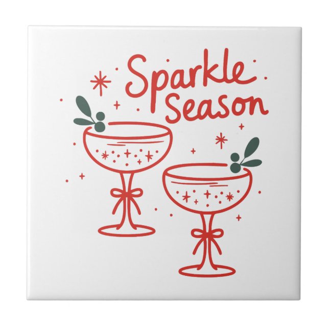 Azulejo De Cerâmica Christmas Cocktails Sparkle Season  (Frente)