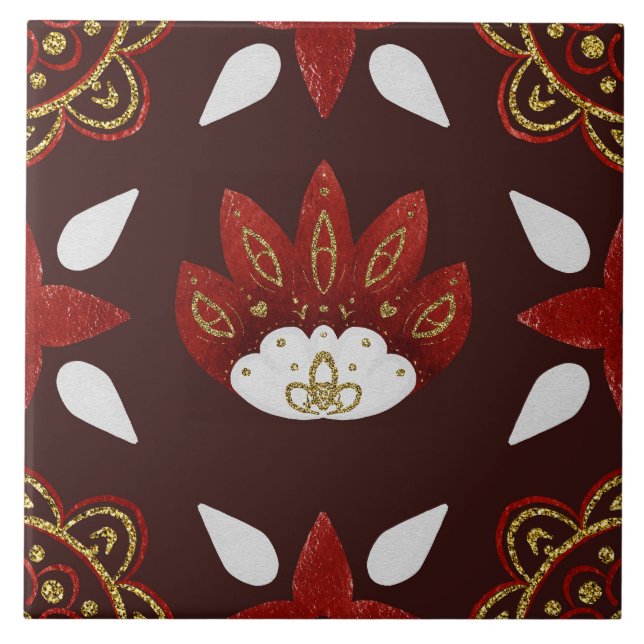 Azulejo De Cerâmica Christmas Folk Nordic Art (Frente)