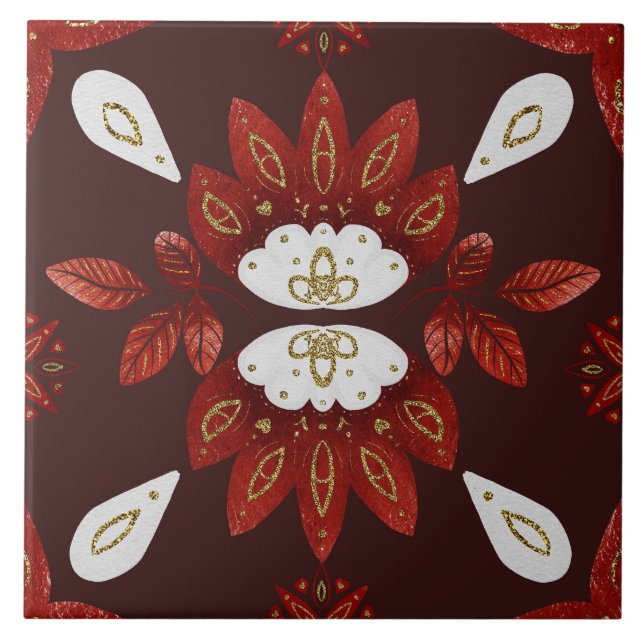 Azulejo De Cerâmica Christmas Folk Nordic Art (Frente)