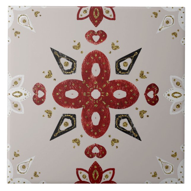 Azulejo De Cerâmica Christmas Folk Nordic Art (Frente)