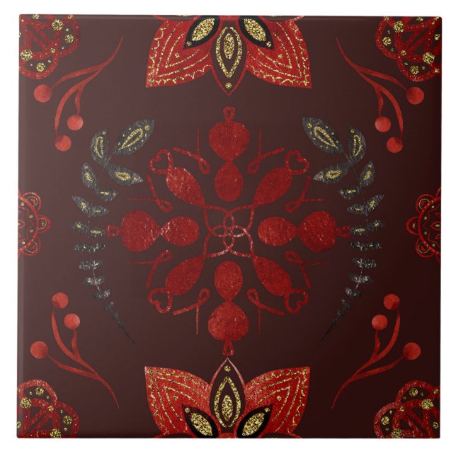 Azulejo De Cerâmica Christmas Folk Nordic Art (Frente)