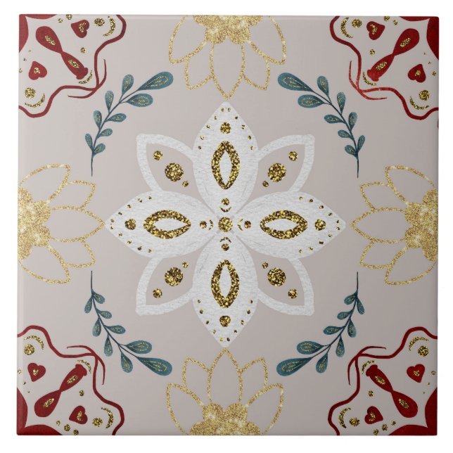 Azulejo De Cerâmica Christmas Folk Nordic Art (Frente)