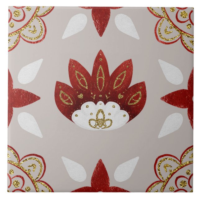 Azulejo De Cerâmica Christmas Folk Nordic Art (Frente)