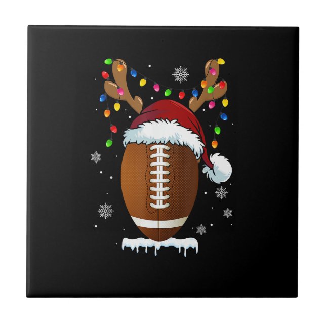 Azulejo De Cerâmica Christmas Football Ball Santa Lights Funny Boys Me (Frente)
