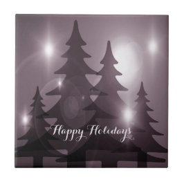 Azulejo De Cerâmica Christmas Party Pink Trees Holiday Winter Elegant