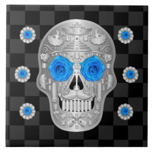 Azulejo De Cerâmica Chrome Calavera (Rosa azul) Azulejo cerâmica