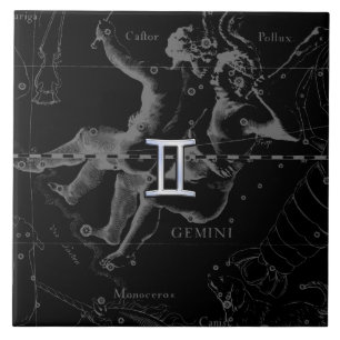 Azulejo De Cerâmica Chrome prateado como Gemini Sinal Zodíaco em Hevel