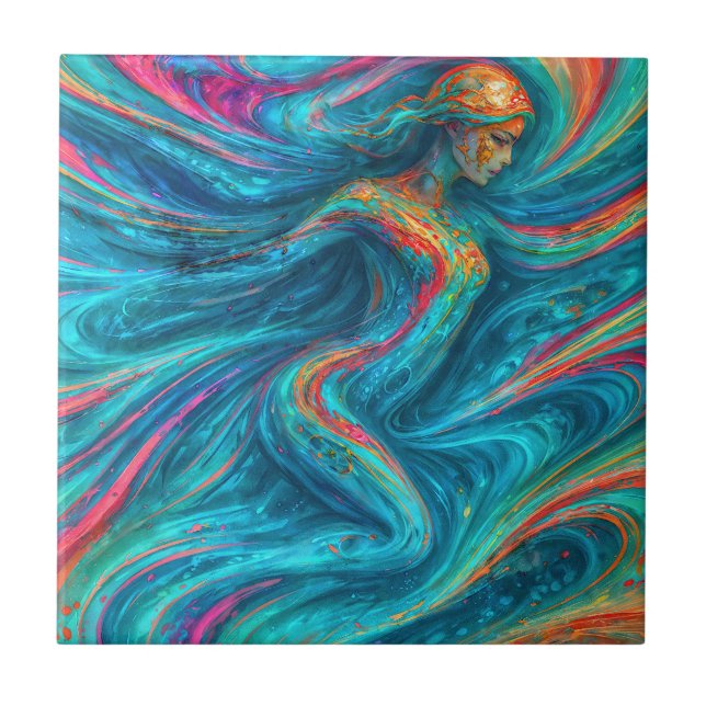 Azulejo De Cerâmica “Chromisca” - Retrato da Encantadora Fluida (Frente)