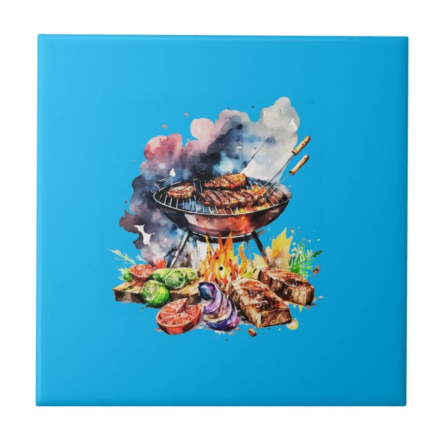 Azulejo De Cerâmica CHURRASCO e grelha (Frente)