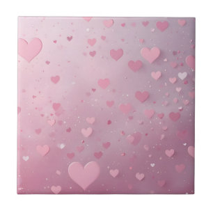 Azulejo De Cerâmica Chuva de Coração Rosa