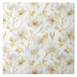 Azulejo De Cerâmica Chuveiro de Noiva Elegante com Flores Brancas e Do