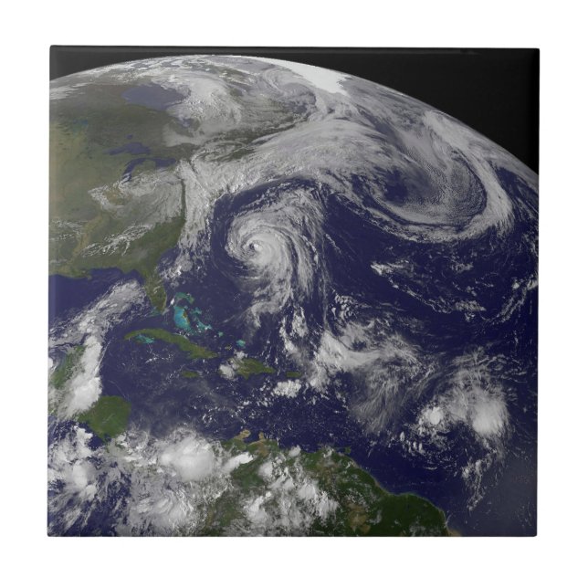 Azulejo De Cerâmica Ciclones Tropicais Katia, Lee, Maria E Nate. (Frente)