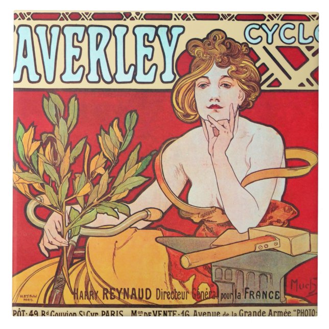 Azulejo De Cerâmica Ciclos Waverley, Mucha (Frente)