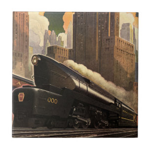 Azulejo De Cerâmica Cidade Antiga, Trem T1 Duplex em Trilhos de Trem