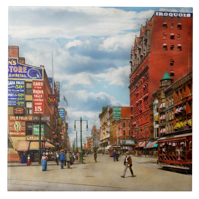 Azulejo De Cerâmica Cidade - Buffalo NY - Sinais do Times 1900 (Frente)