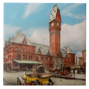 Azulejo De Cerâmica Cidade - Chicago Ill - Estação Dearborn 1910
