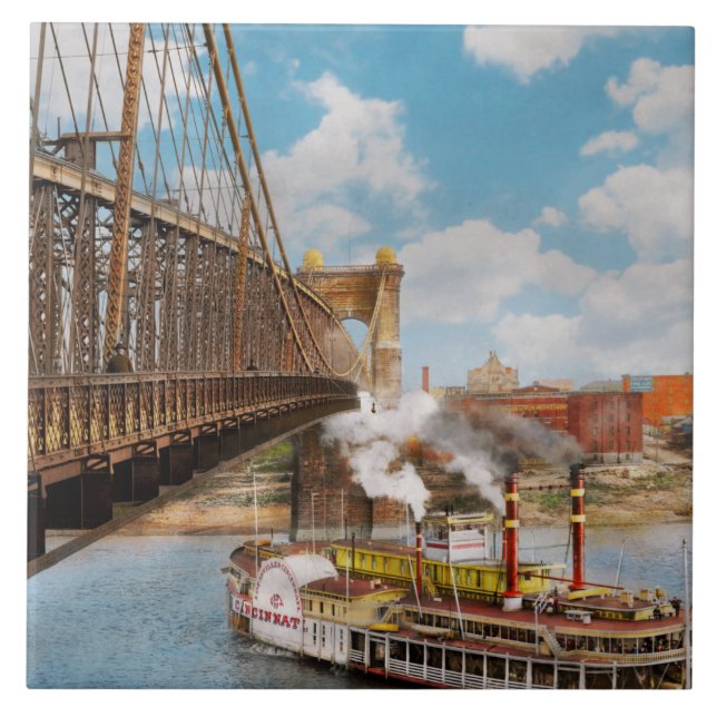 Azulejo De Cerâmica Cidade - Cincinnati, OH Cidade de Cincinnati 1906 (Frente)