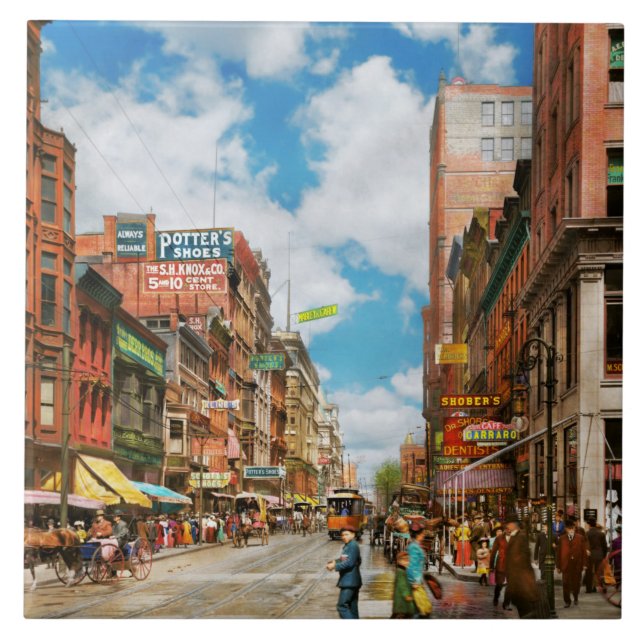 Azulejo De Cerâmica Cidade - Cincinnati, OH - Dentist Street 1907 (Frente)