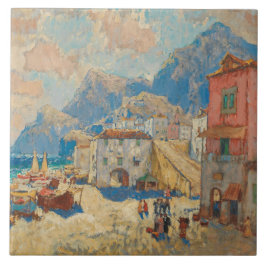 Azulejo De Cerâmica Cidade Costeira na Espanha (Paisagem Espanhola Vin