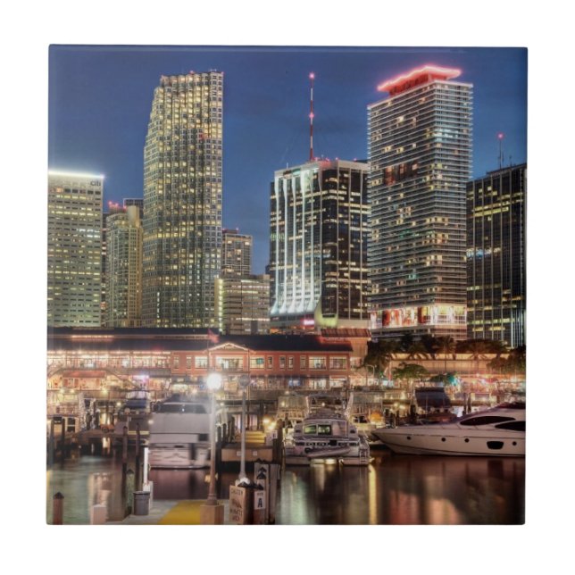 Azulejo De Cerâmica Cidade da skyline de Miami em Florida (Frente)