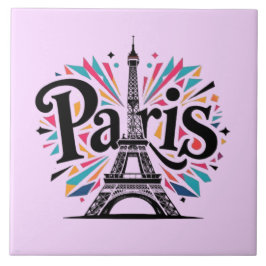 Azulejo De Cerâmica Cidade das Luzes: Arte Tipográfica Bold Paris