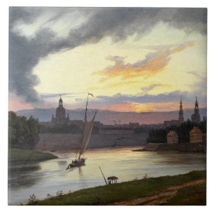Azulejo De Cerâmica Cidade de Dresden no Sunset (paisagem alemã)