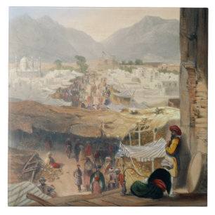 Azulejo De Cerâmica Cidade de Kandahar, de seu bazar principal e de
