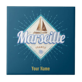 Azulejo De Cerâmica Cidade de Marselha França: navio de navegação retr