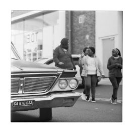 Azulejo De Cerâmica Cidade de Pessoas de Carro Velhas, Monocromáticas,