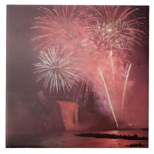 Azulejo De Cerâmica Cidade de Quebec, Quebec, Canadá. Fogos de artifíc