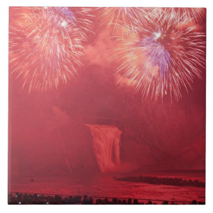 Azulejo De Cerâmica Cidade de Quebec, Quebec, Canadá. Fogos de artifíc