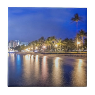 Azulejo De Cerâmica Cidade de Waikiki em Dawn