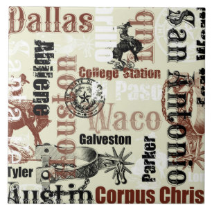 Azulejo De Cerâmica Cidades do Texas, Broncs e Spurs