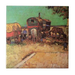 Azulejo De Cerâmica Ciganos com Caravanas de Vincent van Gogh