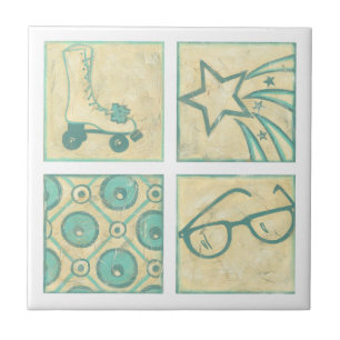Azulejo De Cerâmica Cilindrada Rink Woodblock Desenhada por Chariklia 