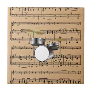 Azulejo De Cerâmica Cilindros com fundo da partitura