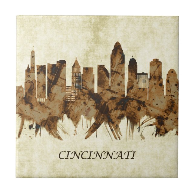Azulejo De Cerâmica Cincinnati Ohio Cityscape (Frente)