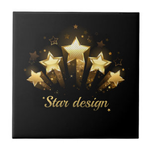 Azulejo De Cerâmica Cinco estrelas douradas a preto