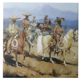 Azulejo De Cerâmica Cinco Vaqueros a Cavalo por Edward Borein