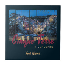 Azulejo De Cerâmica Cinque Terre Riomaggiore italiano Vintage Souvenir